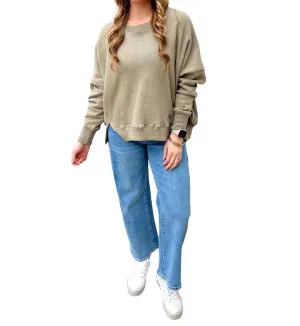 Abrianna Ls French Terry Crewneck Fleece In Sand