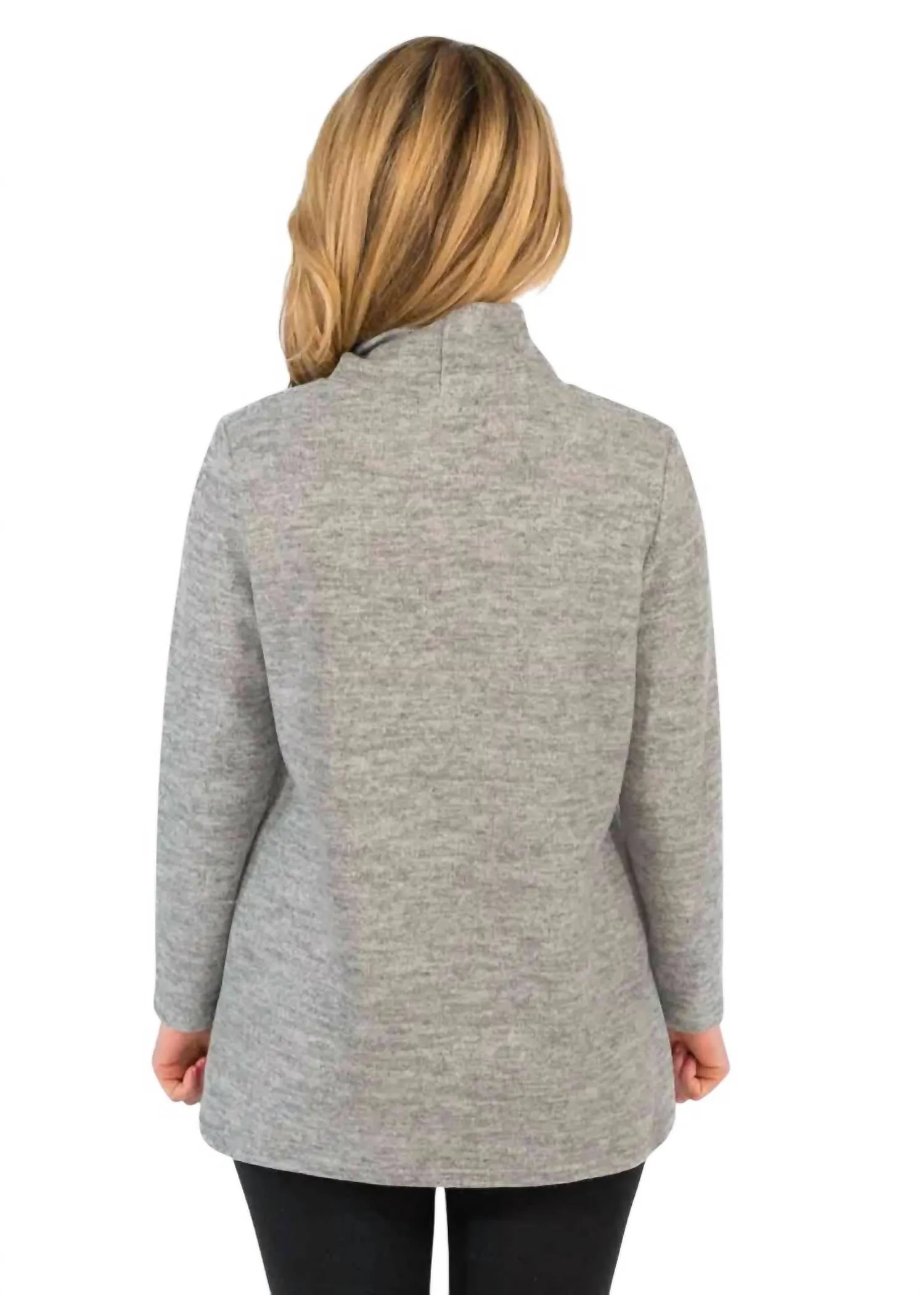 Abstract Cowl Neck Pullover Top In Grey Multi