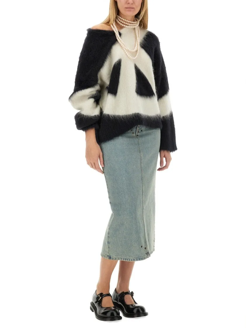 Abstract Design Oversized Sweater