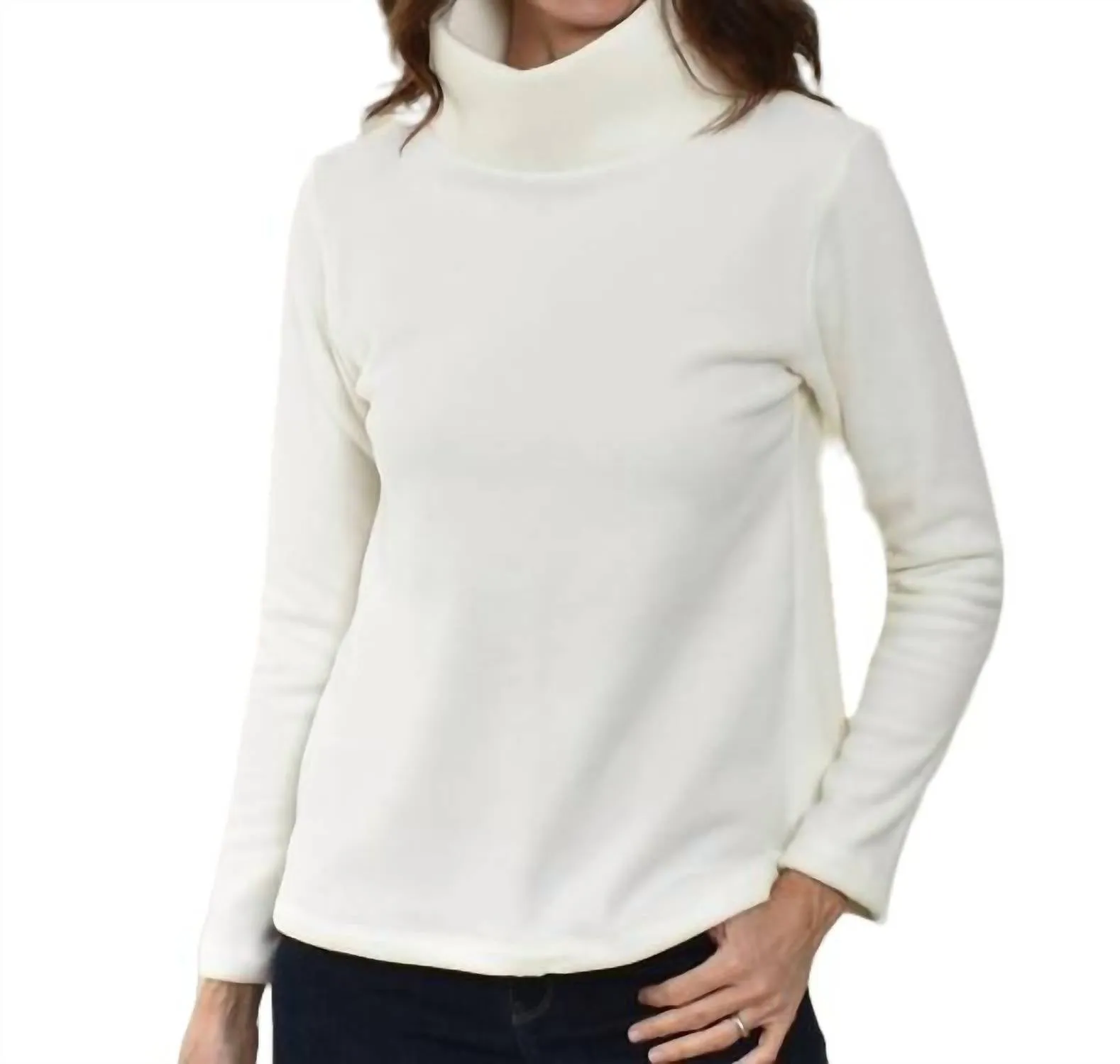 Acadia Fleece Top In Buff