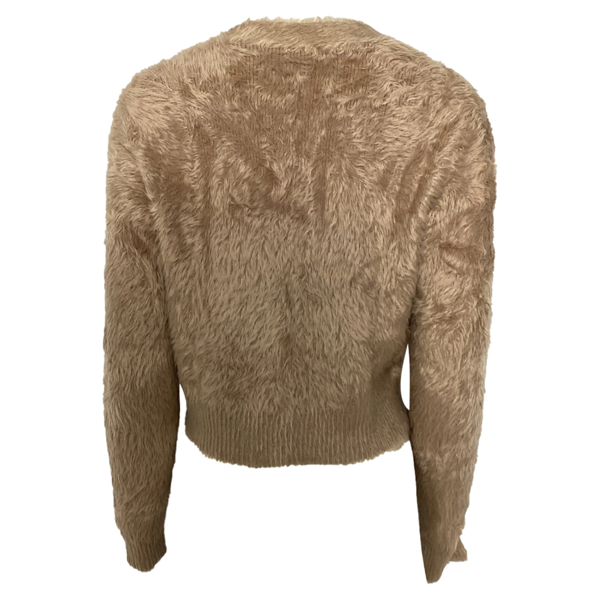 Acne Studios Brushed Cropped Cardigan in Brown Nylon