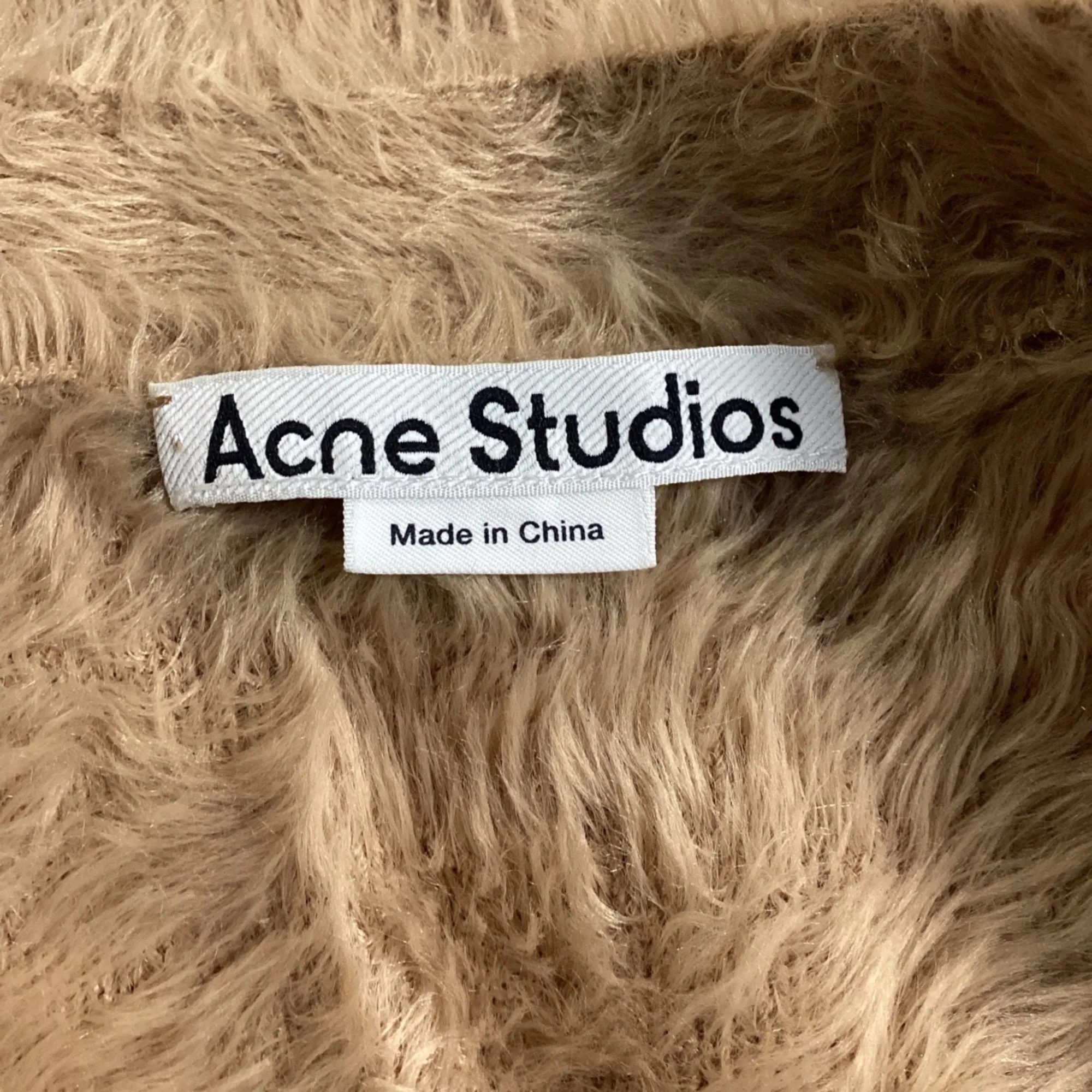 Acne Studios Brushed Cropped Cardigan in Brown Nylon