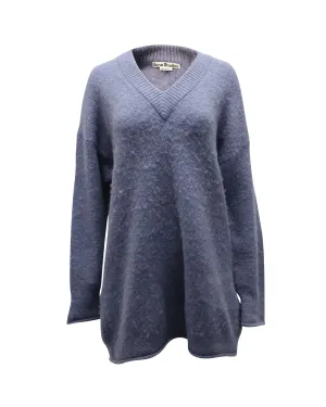 Acne Studios Keandra V Neck Sweater in Blue Nylon
