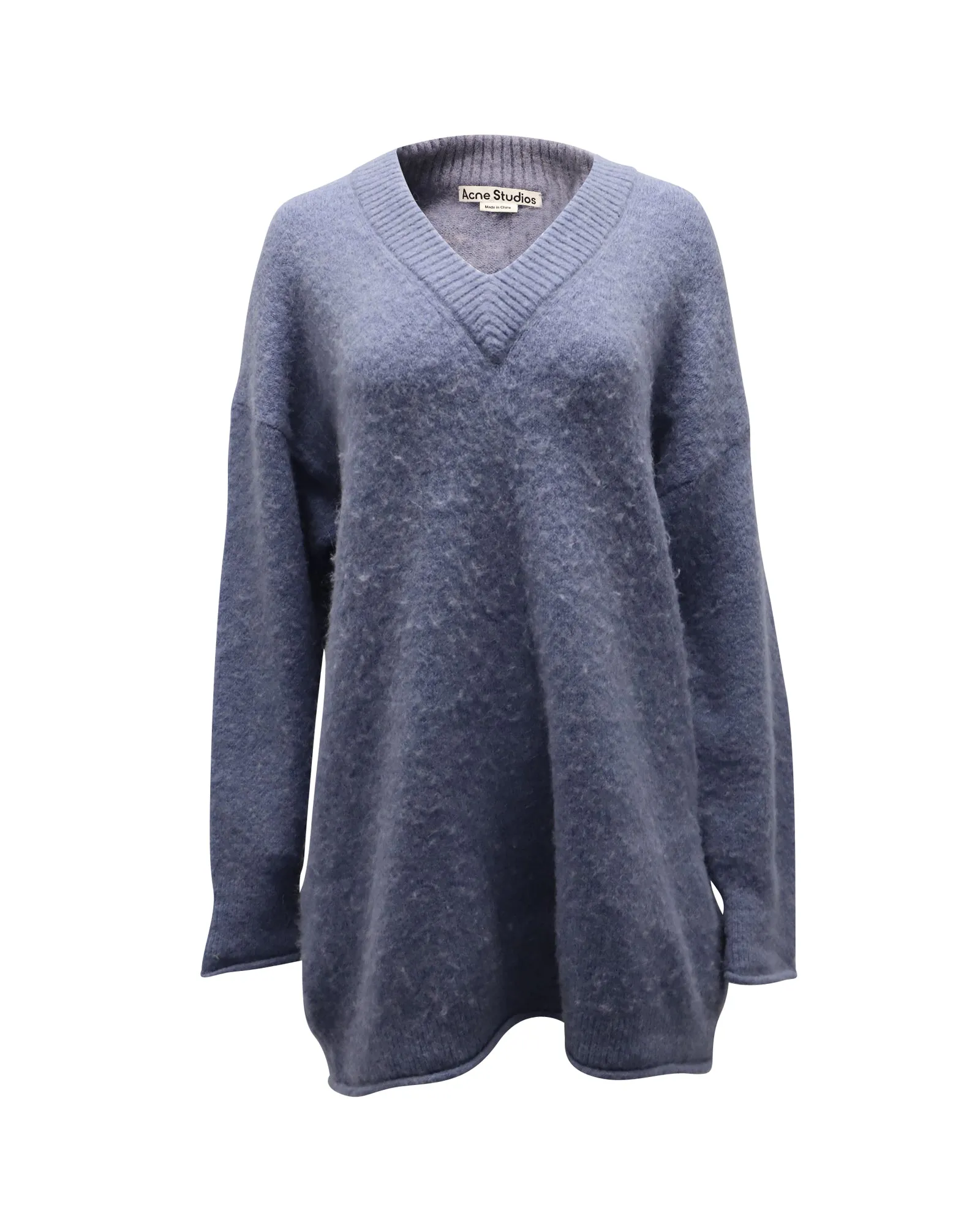 Acne Studios Keandra V Neck Sweater in Blue Nylon