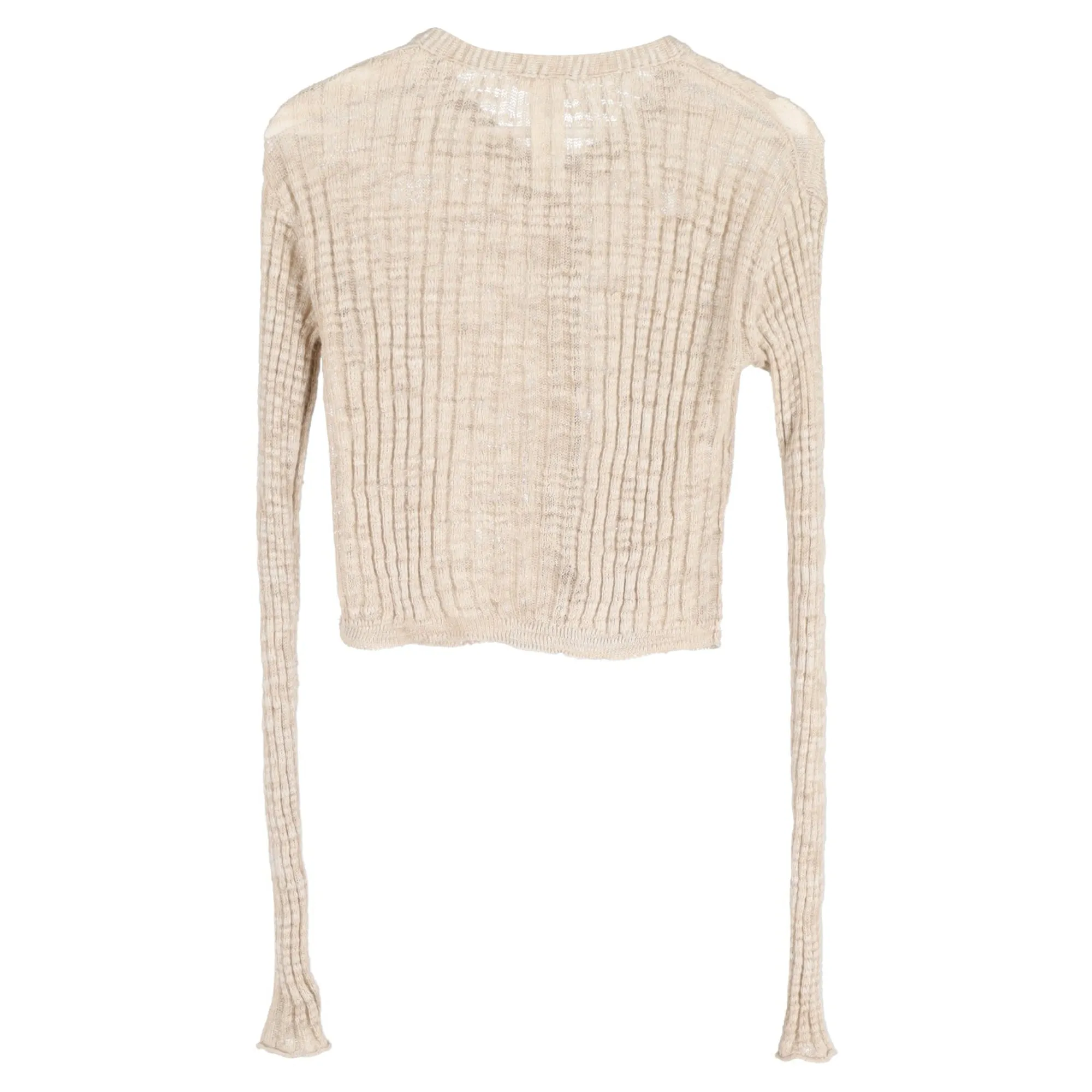 Acne Studios Knitted Crop Cardigan in Beige Linen