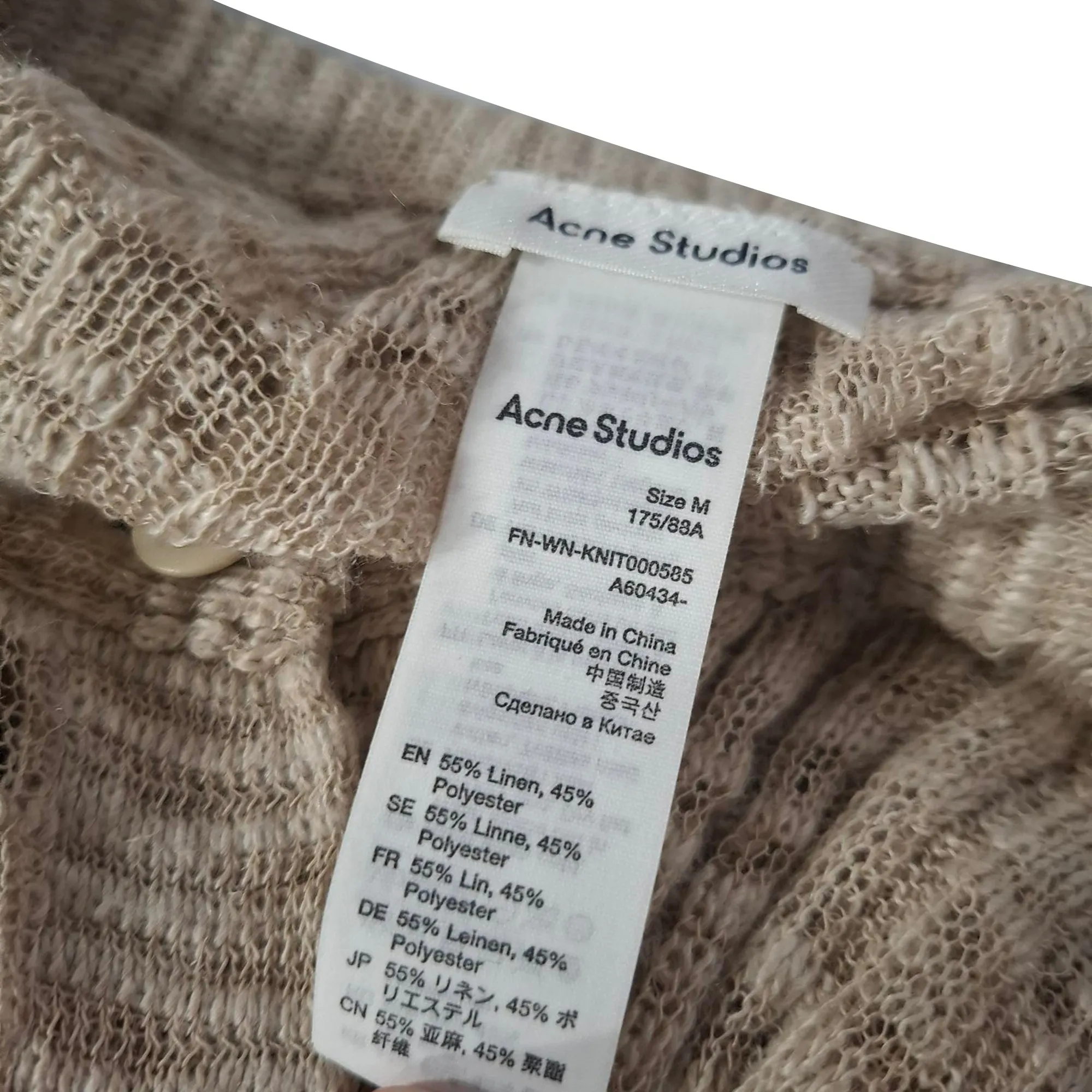 Acne Studios Knitted Crop Cardigan in Beige Linen