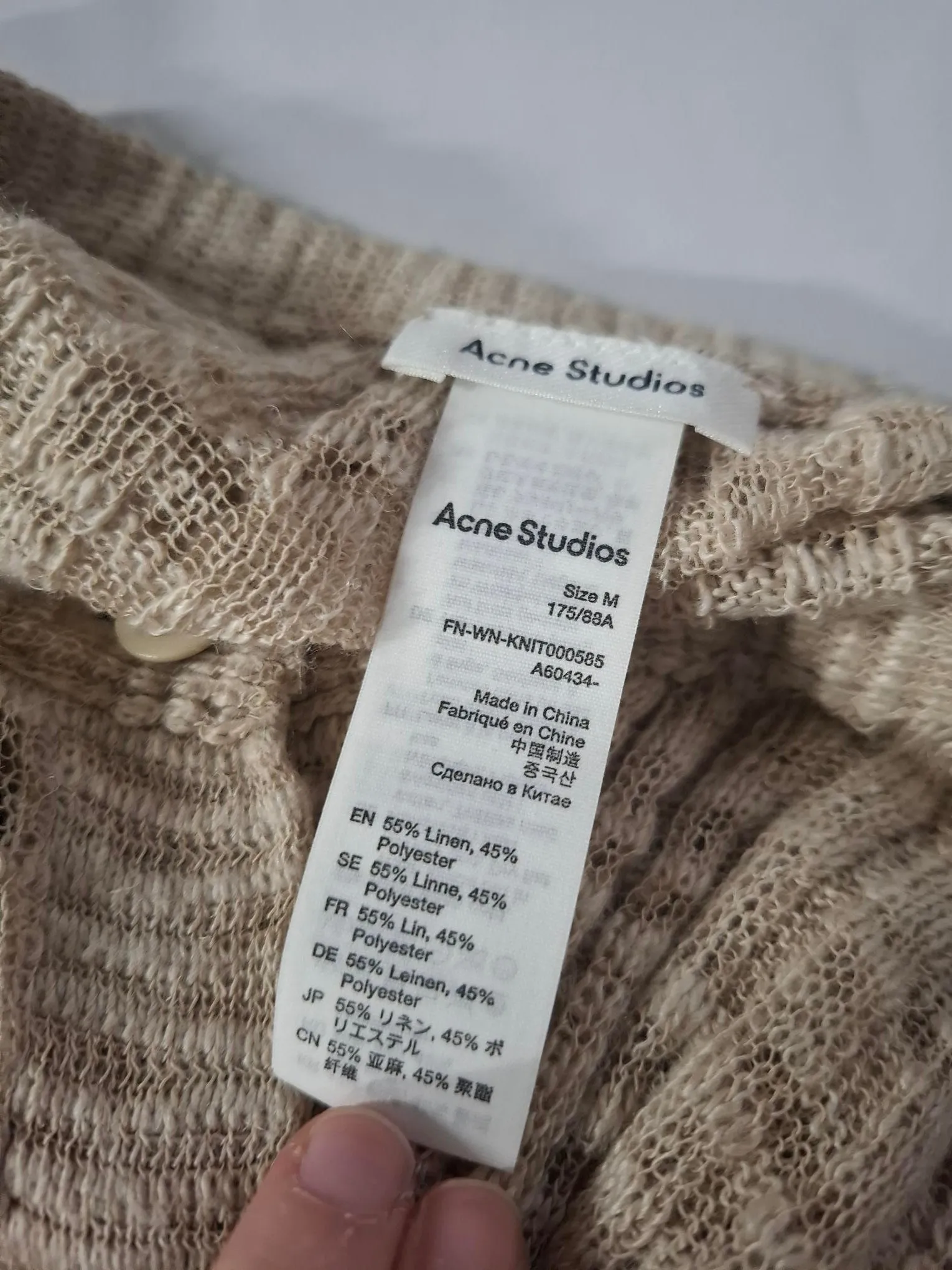 Acne Studios Knitted Crop Cardigan in Beige Linen