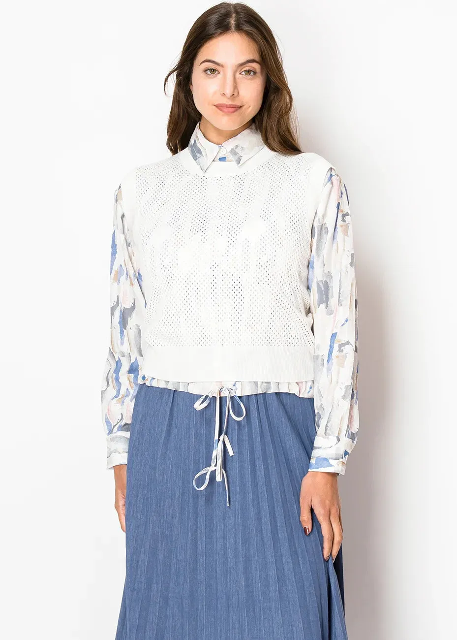 Airy White Knit Vest