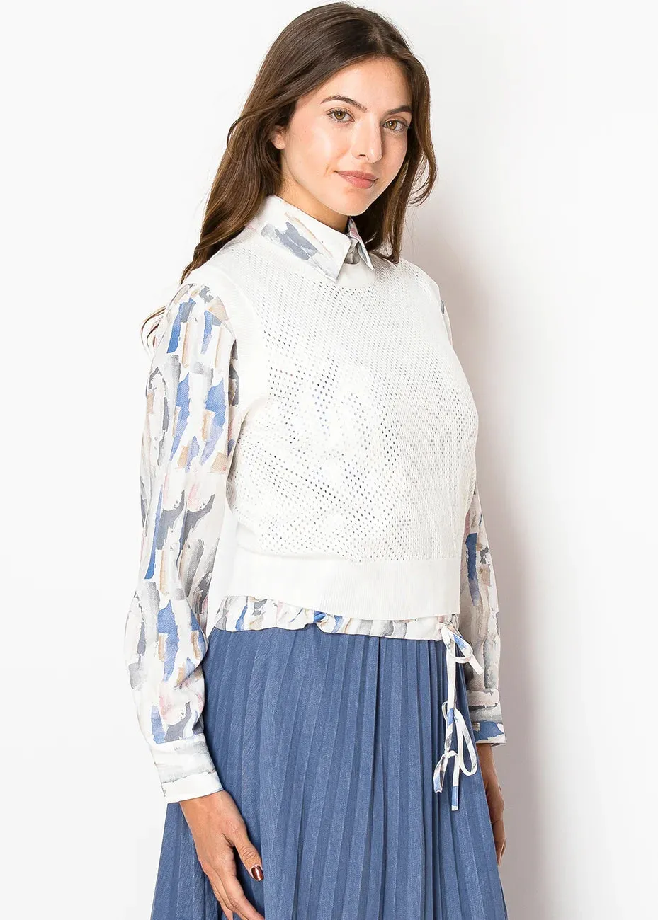 Airy White Knit Vest