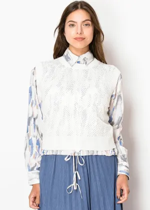 Airy White Knit Vest