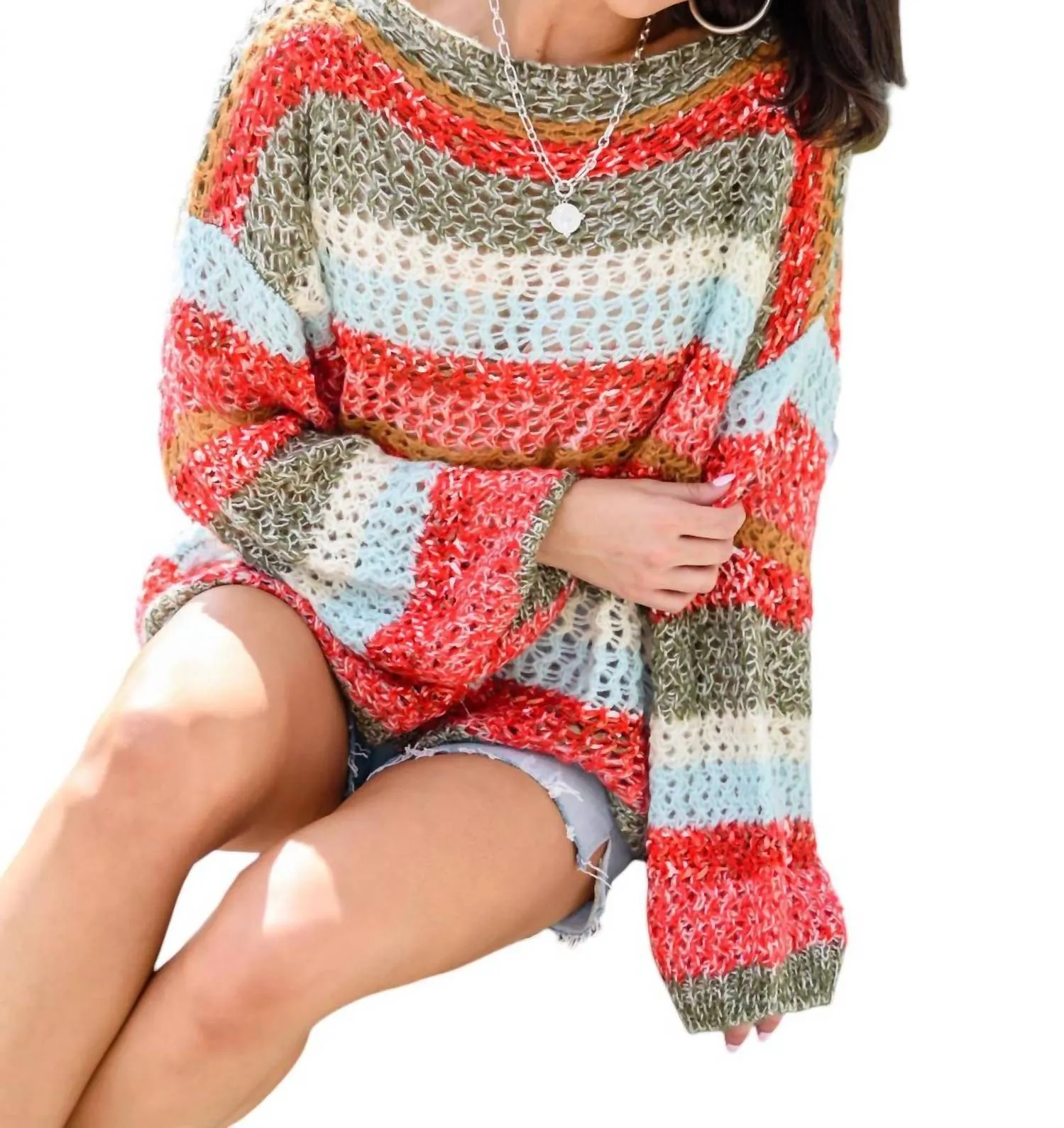 All Cozied Up Sweater In Multi Color