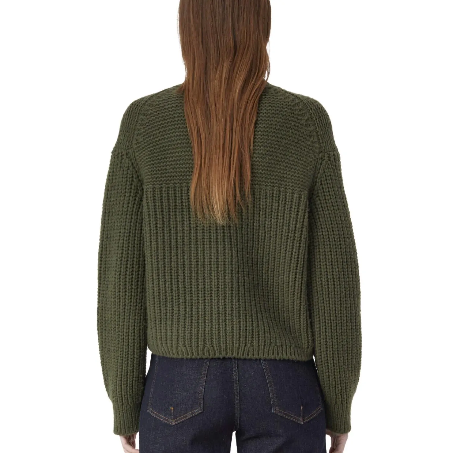 Alpaca Mix Cardigan In Industrial Green