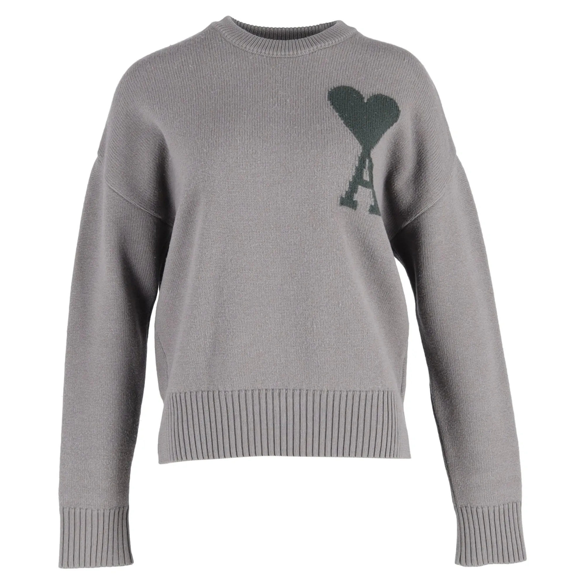 Ami ADC Intarsia Sweater in Grey Wool
