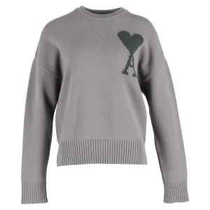 Ami ADC Intarsia Sweater in Grey Wool