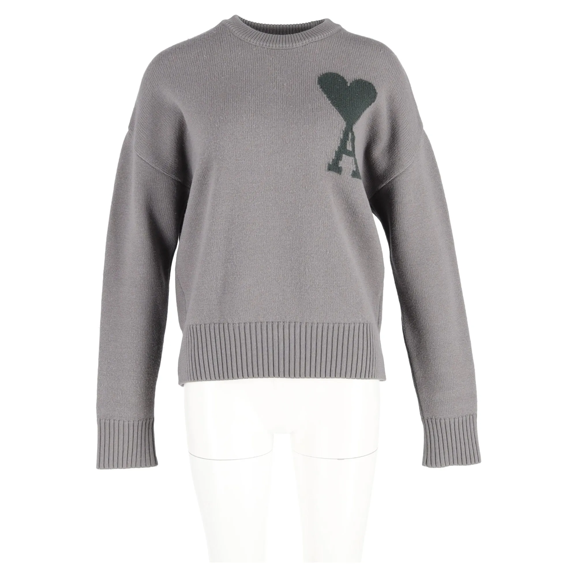 Ami ADC Intarsia Sweater in Grey Wool