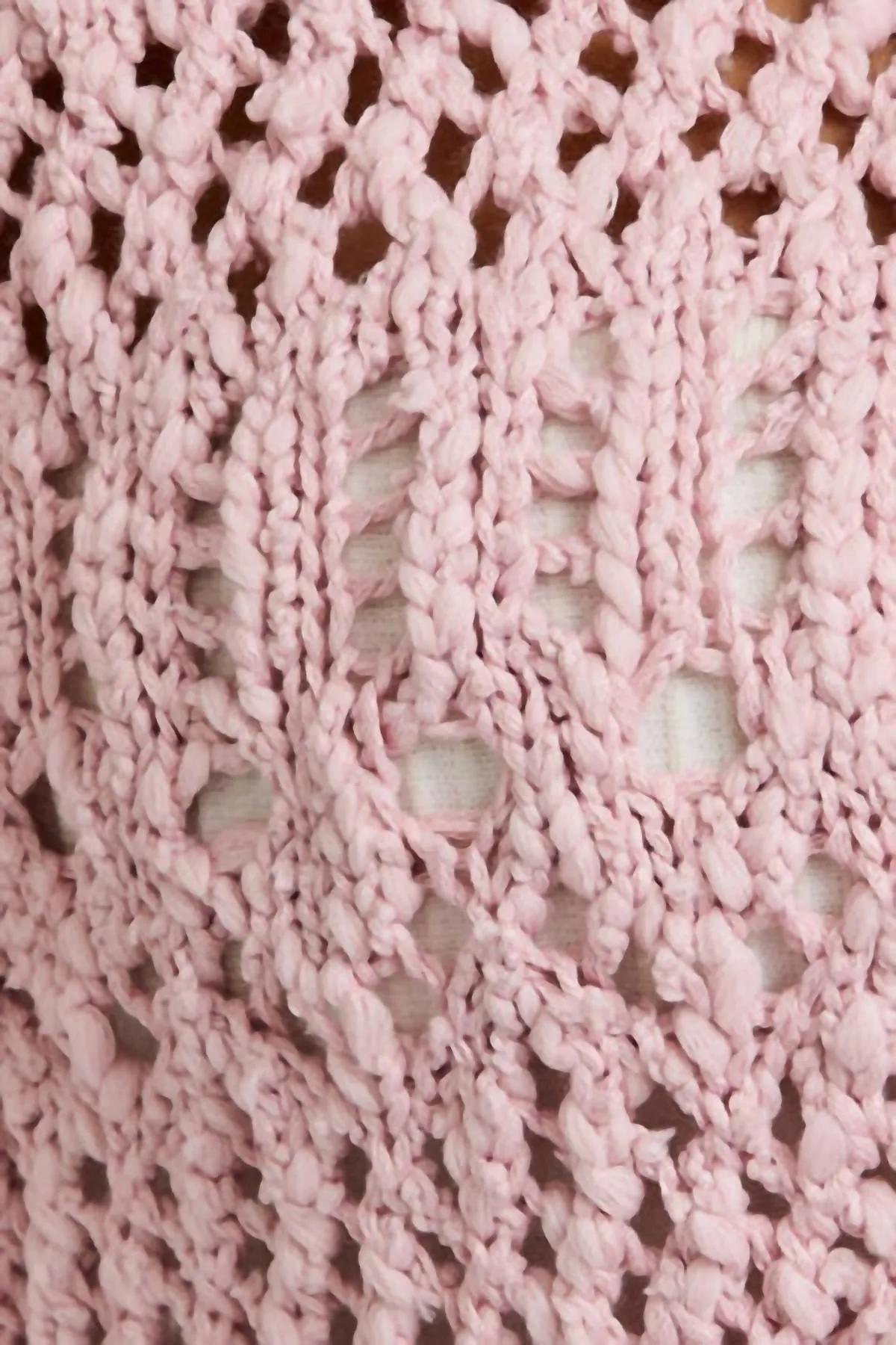 Ariel Front Tie Crochet Cardigan In Pink