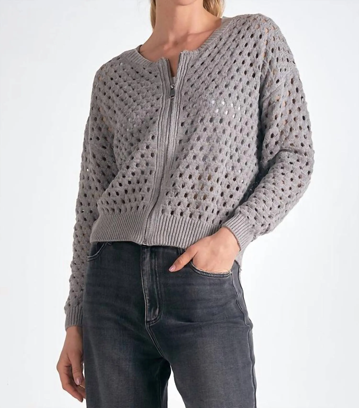 Aster Sweater Cardigan In Gray