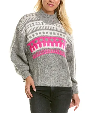 Autumn Cashmere Fairisle Yoke Mock Cashmere Sweater