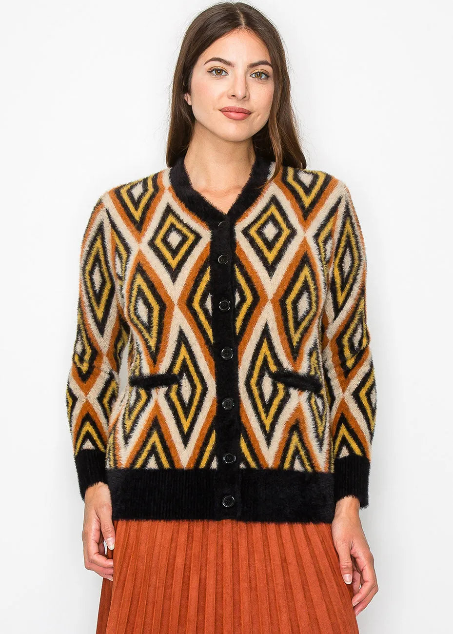 Autumn Vibes Geometric Cardigan