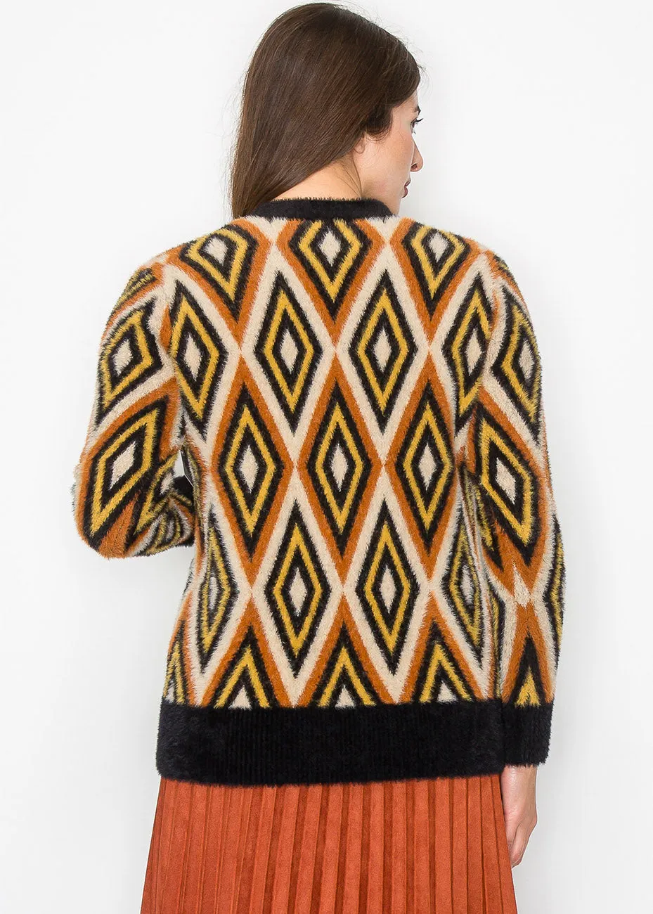 Autumn Vibes Geometric Cardigan