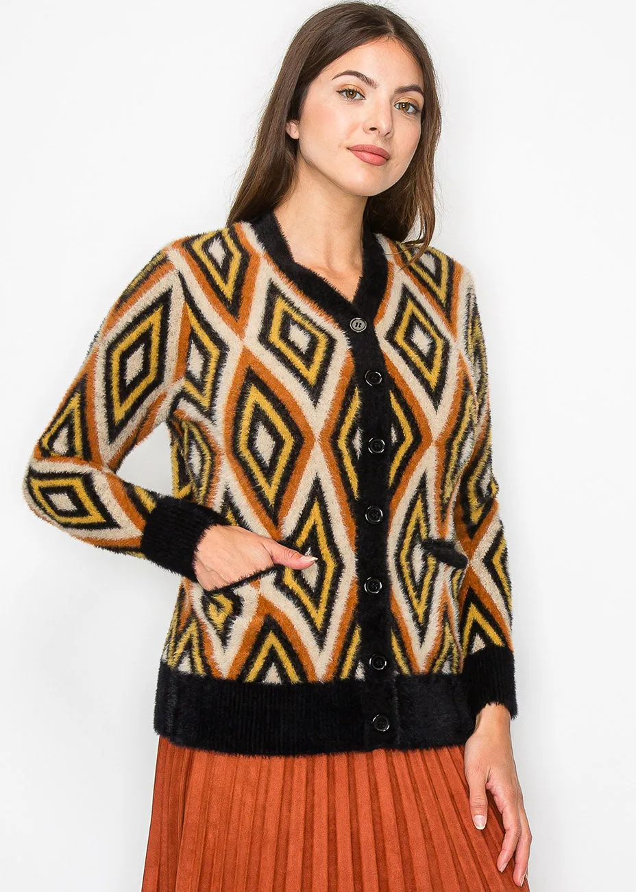 Autumn Vibes Geometric Cardigan