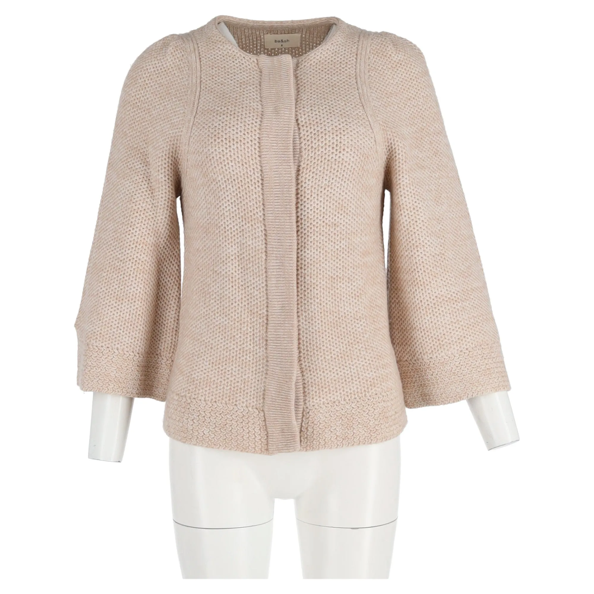 Ba&Sh Knitted Cardigan in Cream Wool