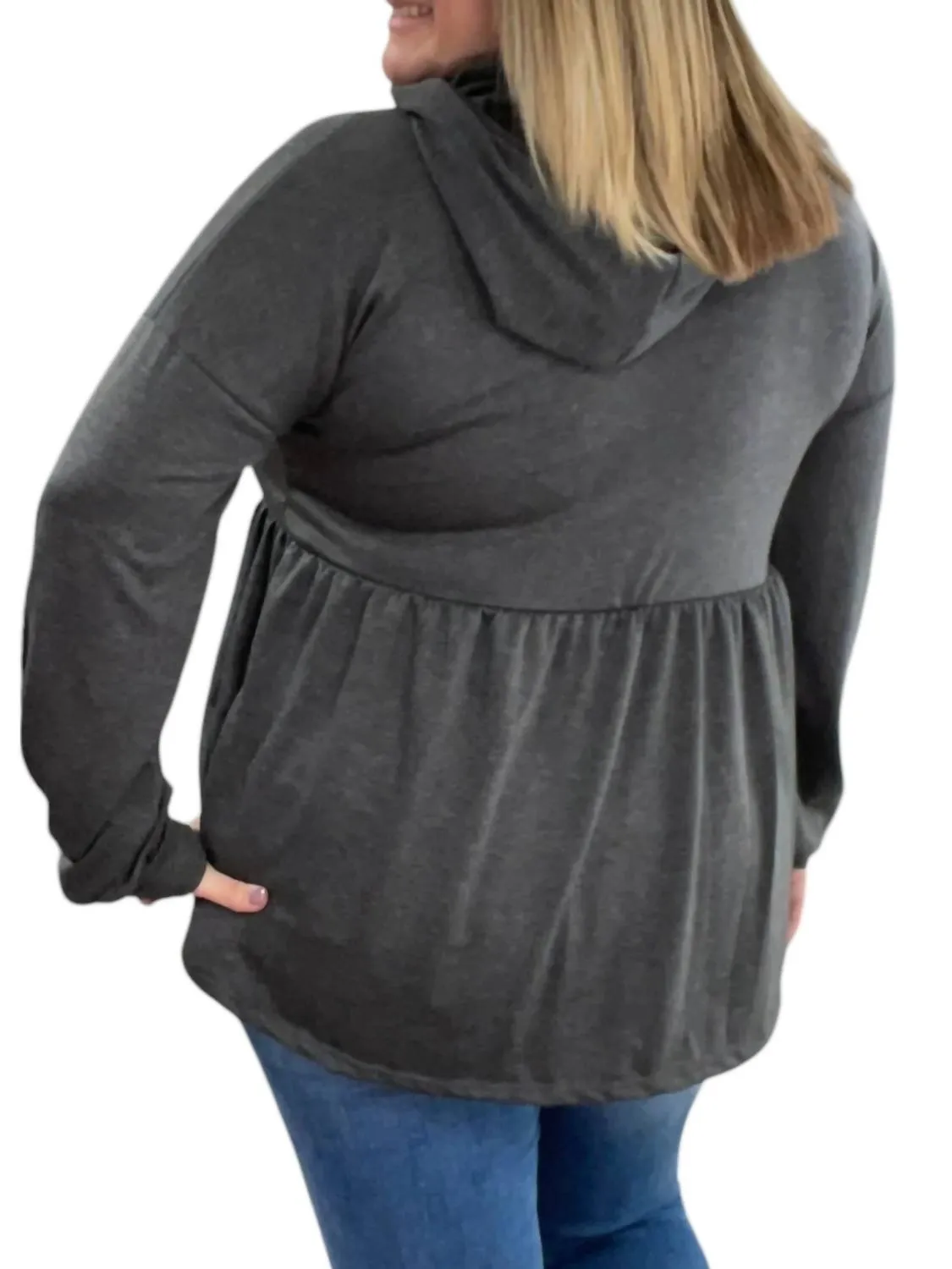 Babydoll Hoodie Sweater In Charcoal