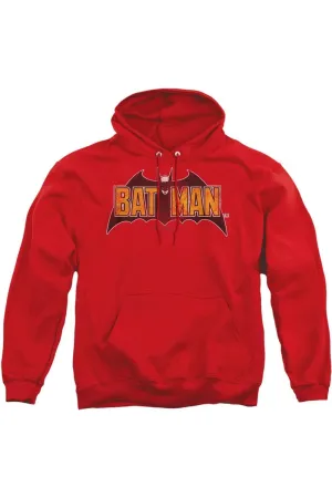 Batman Vintage Bat Logo On Red Adult Pull Over Hoodie / Hooded Sweatshirt