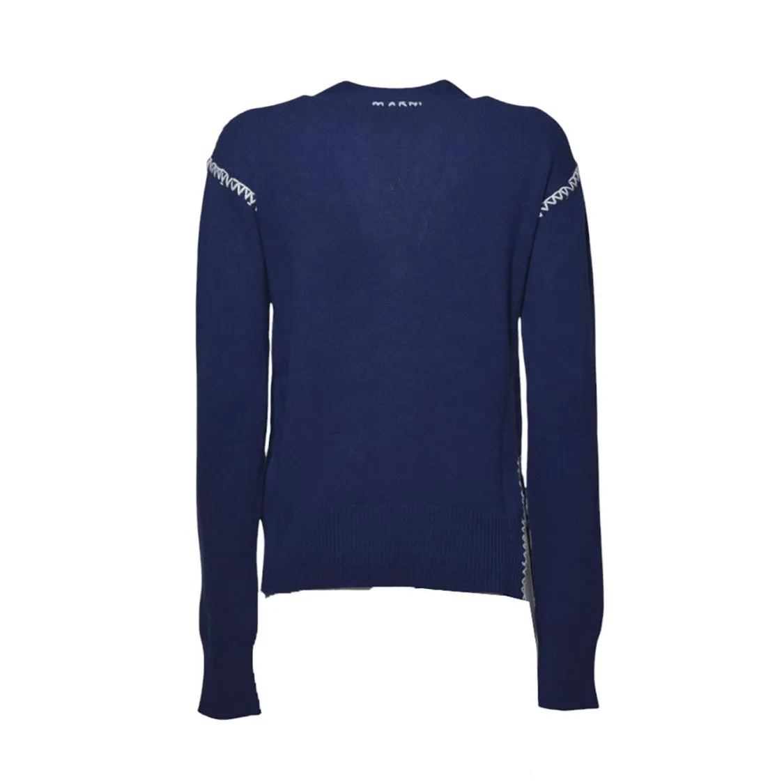 Blue Cashmere And Wool Cardigan With Embroidery
