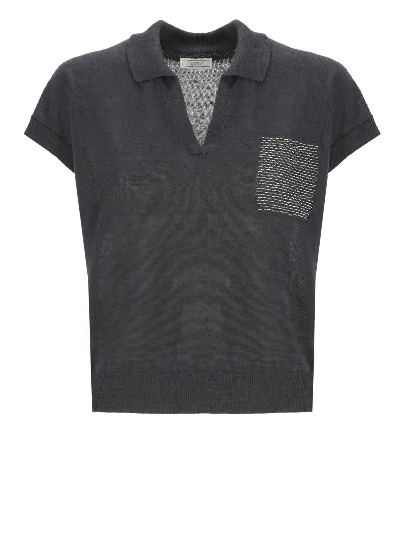 Blue Linen And Cotton Sweater