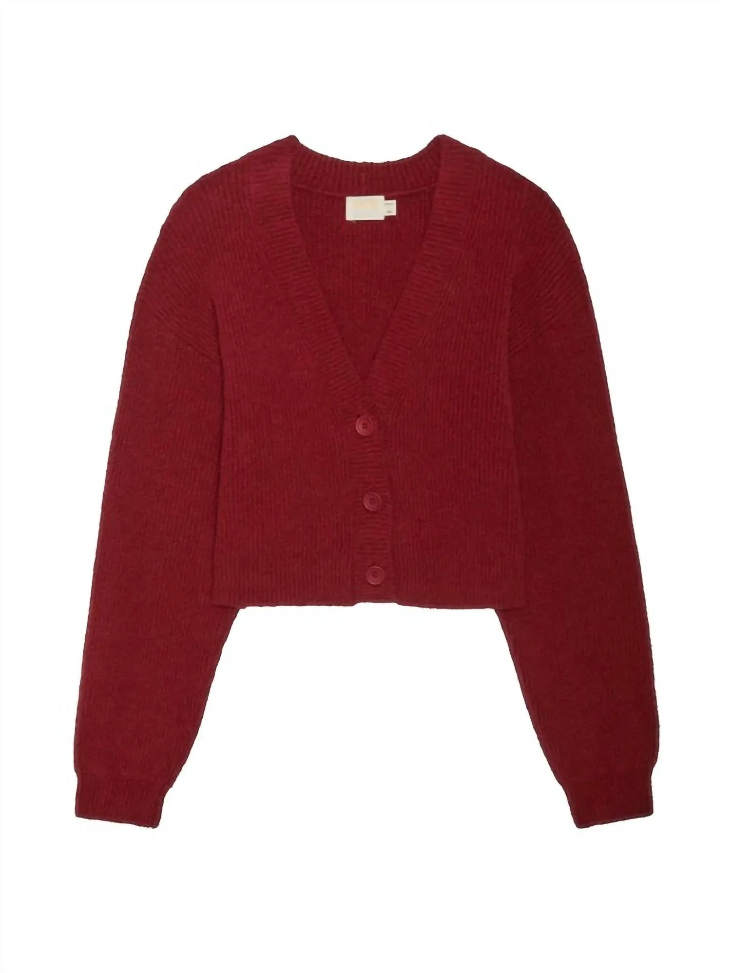 Bo Balloon Sleeve Cardigan In Danish Red
