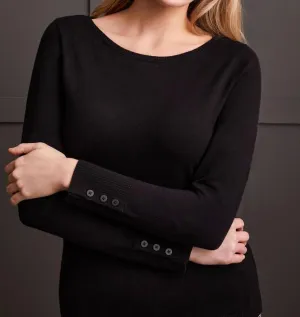 Boat Neck Sweater In Black