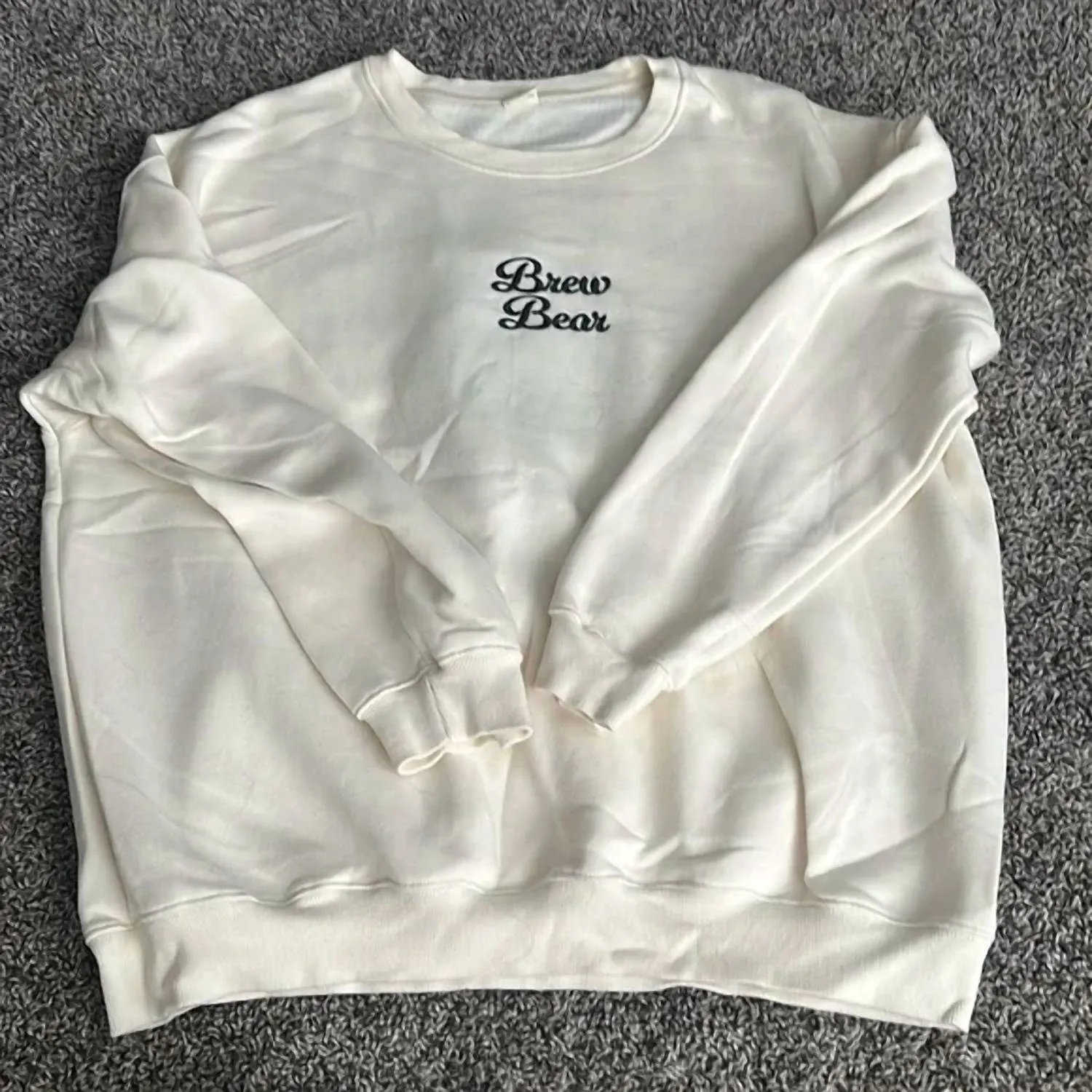 Brew Bear Crewneck Sweater In Cream