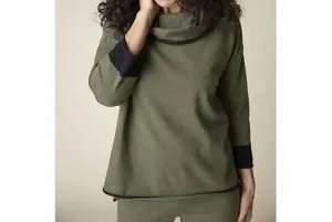 Buttery Knit Cowl Pullover In Olive