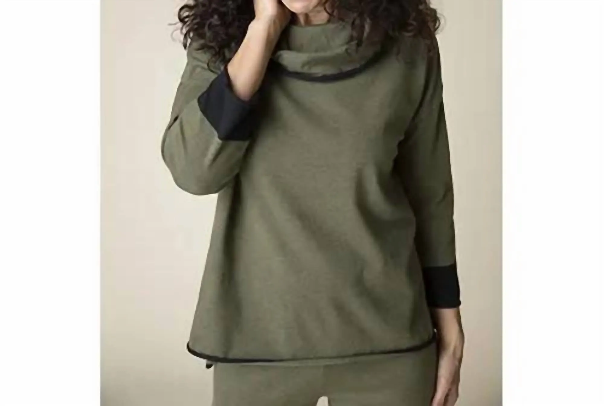 Buttery Knit Cowl Pullover In Olive
