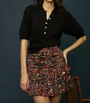 Button-Down Collar Sweater In Black