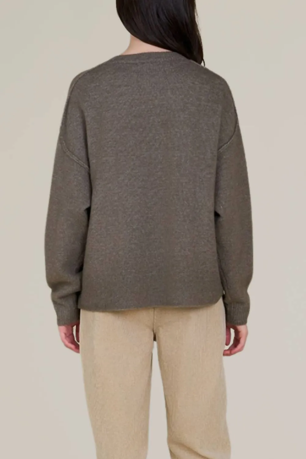 Button Down Pullover Sweater In Olive