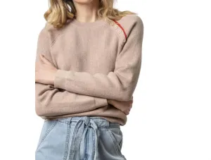 Button Raglan Crewneck Sweater In Twig