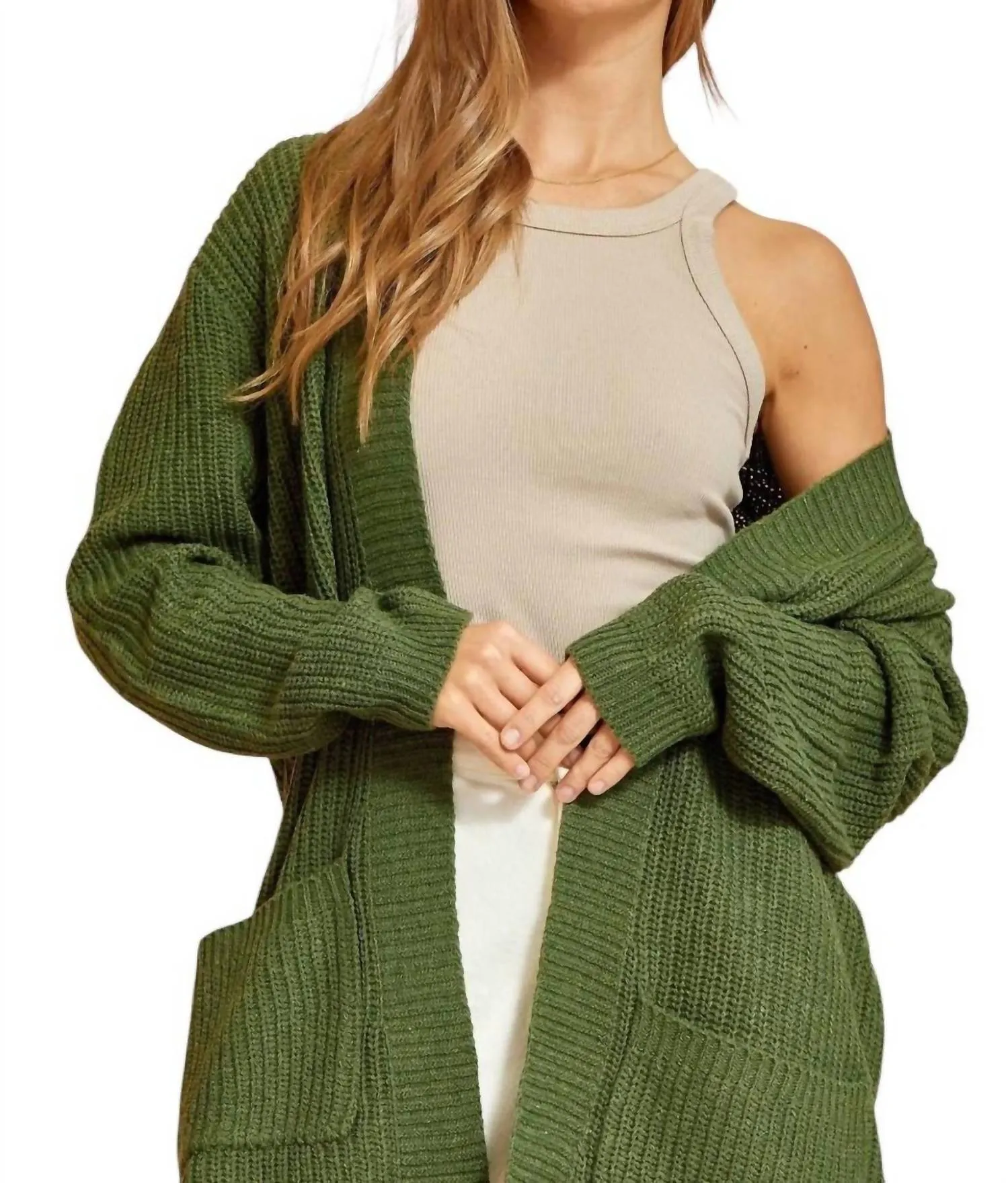 Can't Beat It Cardigan In Olive