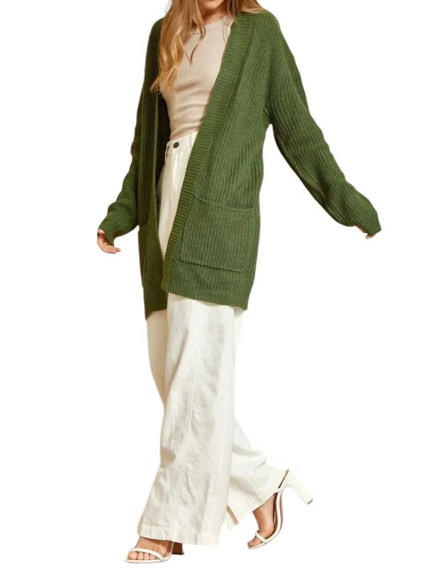 Can't Beat It Cardigan In Olive