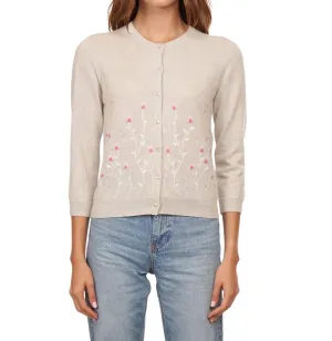 Cardi With Embroidered Floral In Sleet Combo