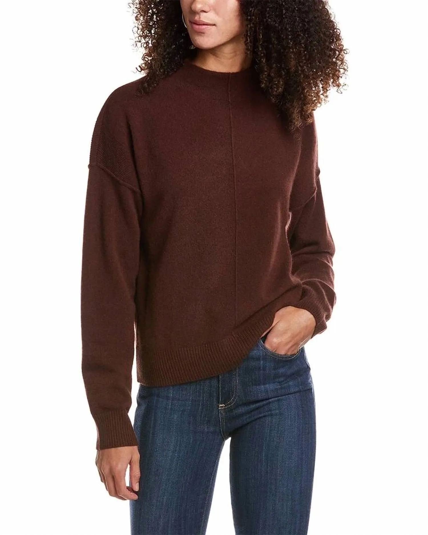 Cashmere Mock Neck Sweater In Almondine