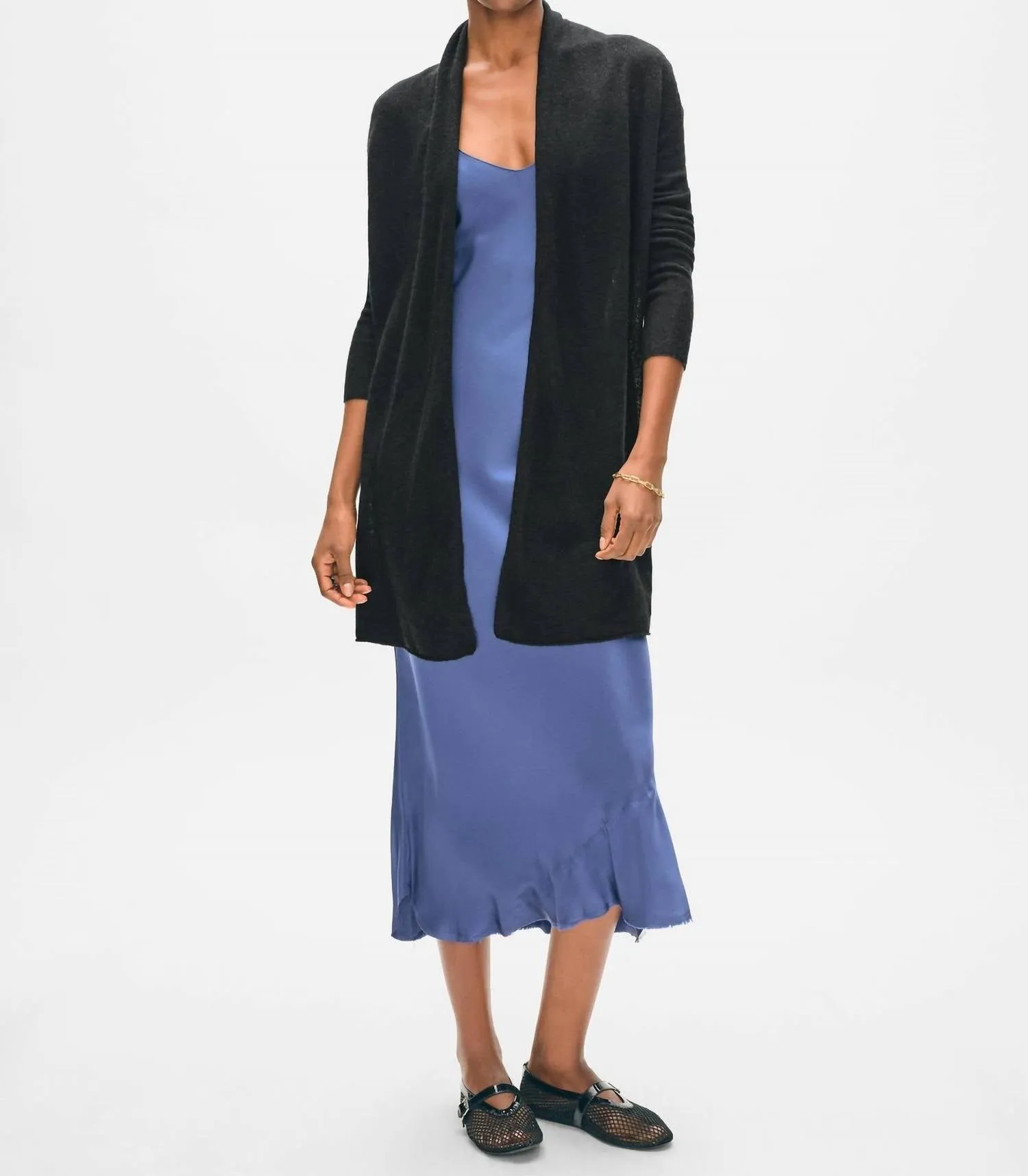 Cashmere Trapeze Cardigan In Black