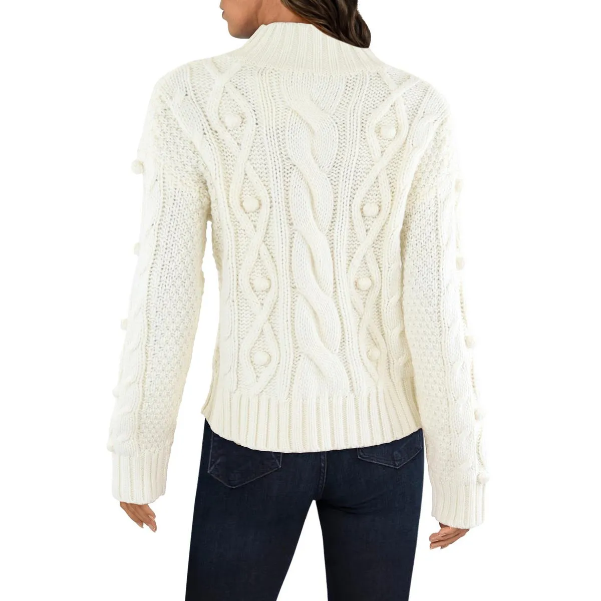 Cecile Womens Ribbed Cable Knit Pullover Sweater