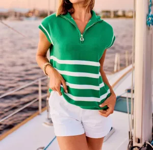 Celia Sweater In Green Stripe