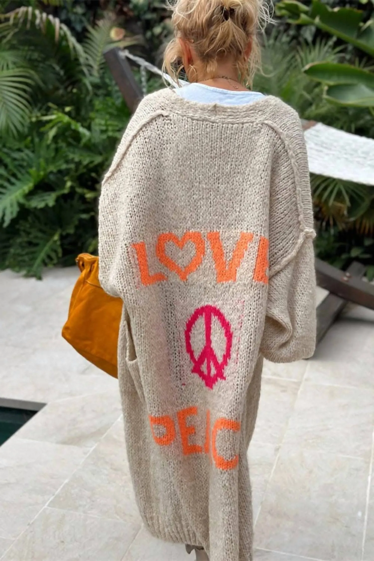 Chic Long Sleeve Cardigan In Khaki