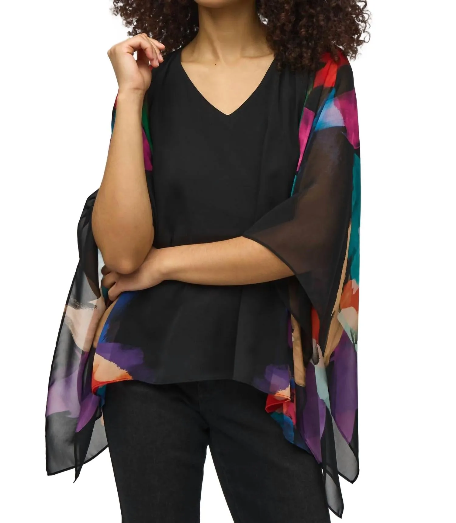 Chiffon Abstract Poncho Top