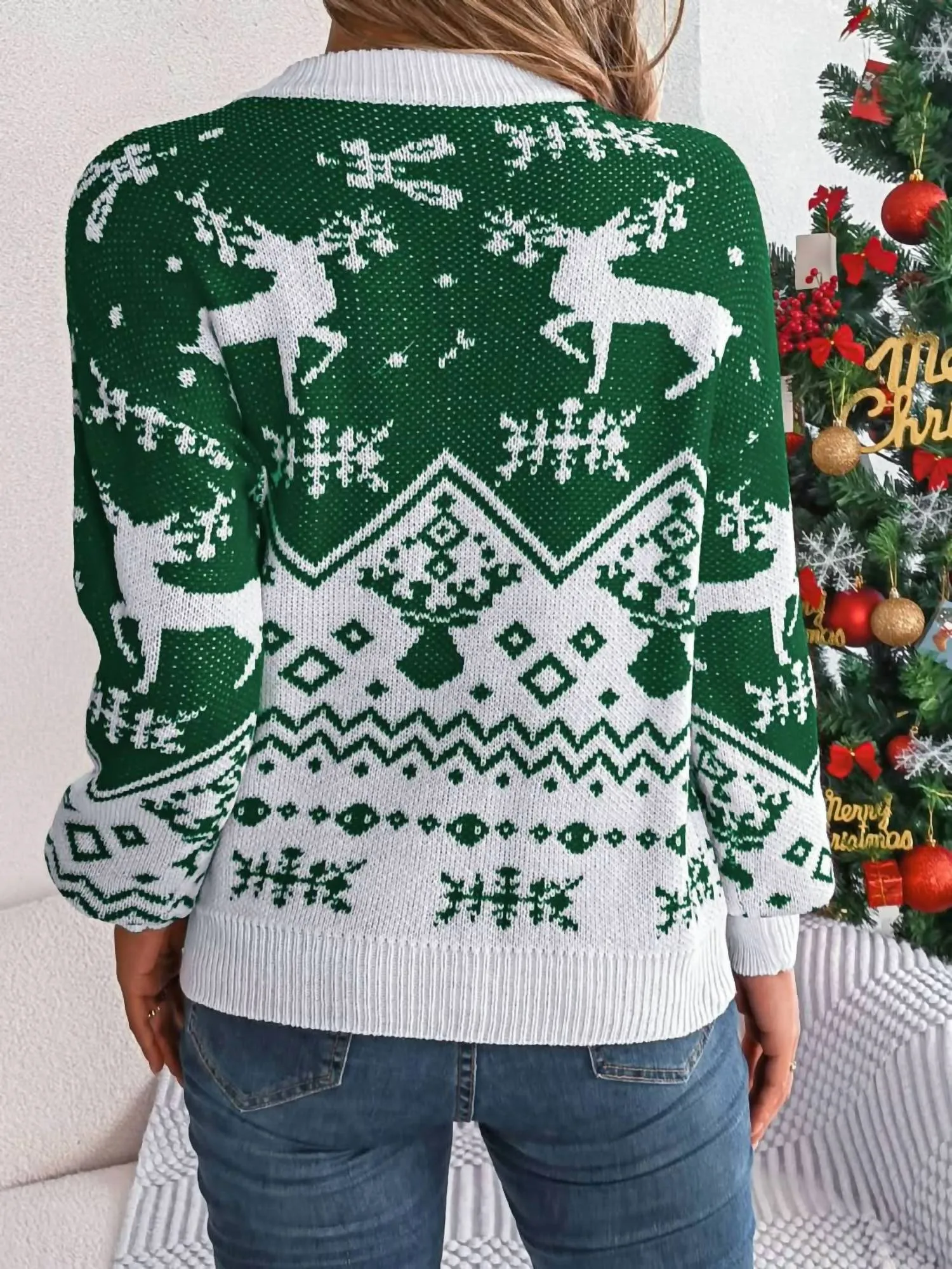 Christmas Element Sweater In Dark Green