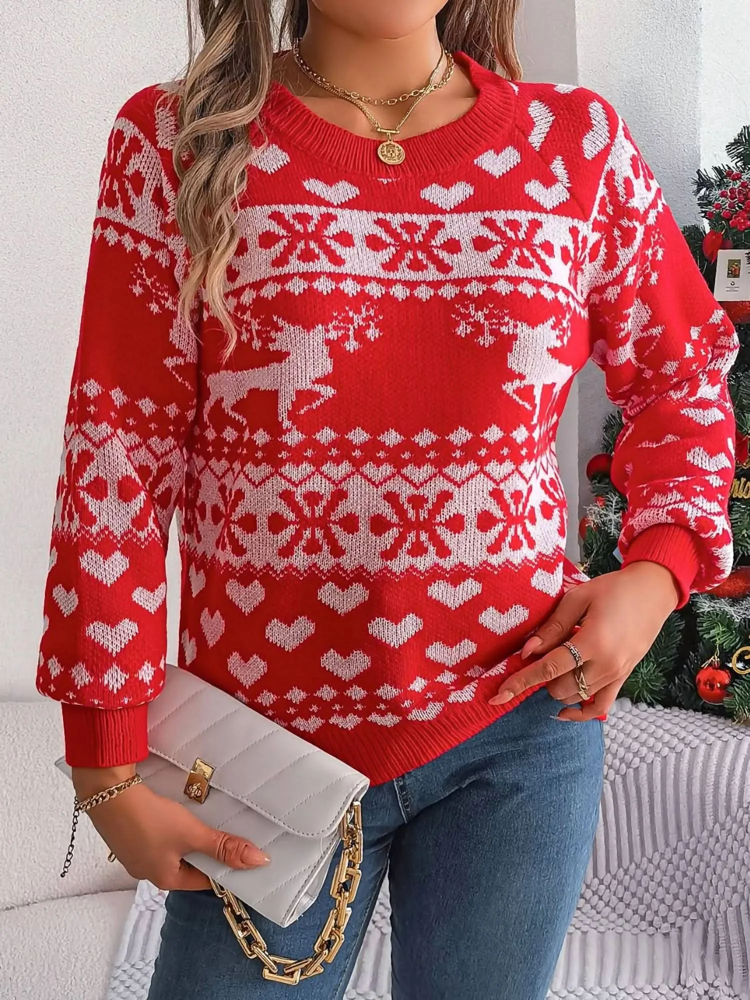 Christmas Element Sweater In Red