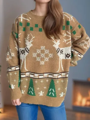 Christmas Element Sweater In Tan